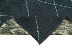 Morocco Mavi Geometrik Yün Pamuk El Dokuma Halısı 162x267 Agacan