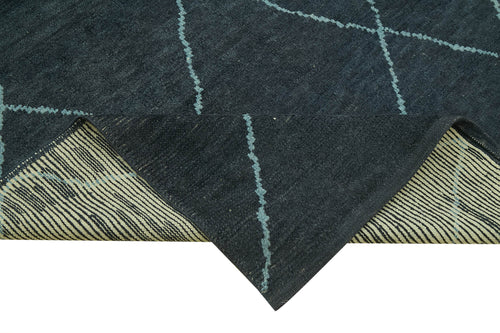 Morocco Mavi Geometrik Yün Pamuk El Dokuma Halısı 162x267 Agacan