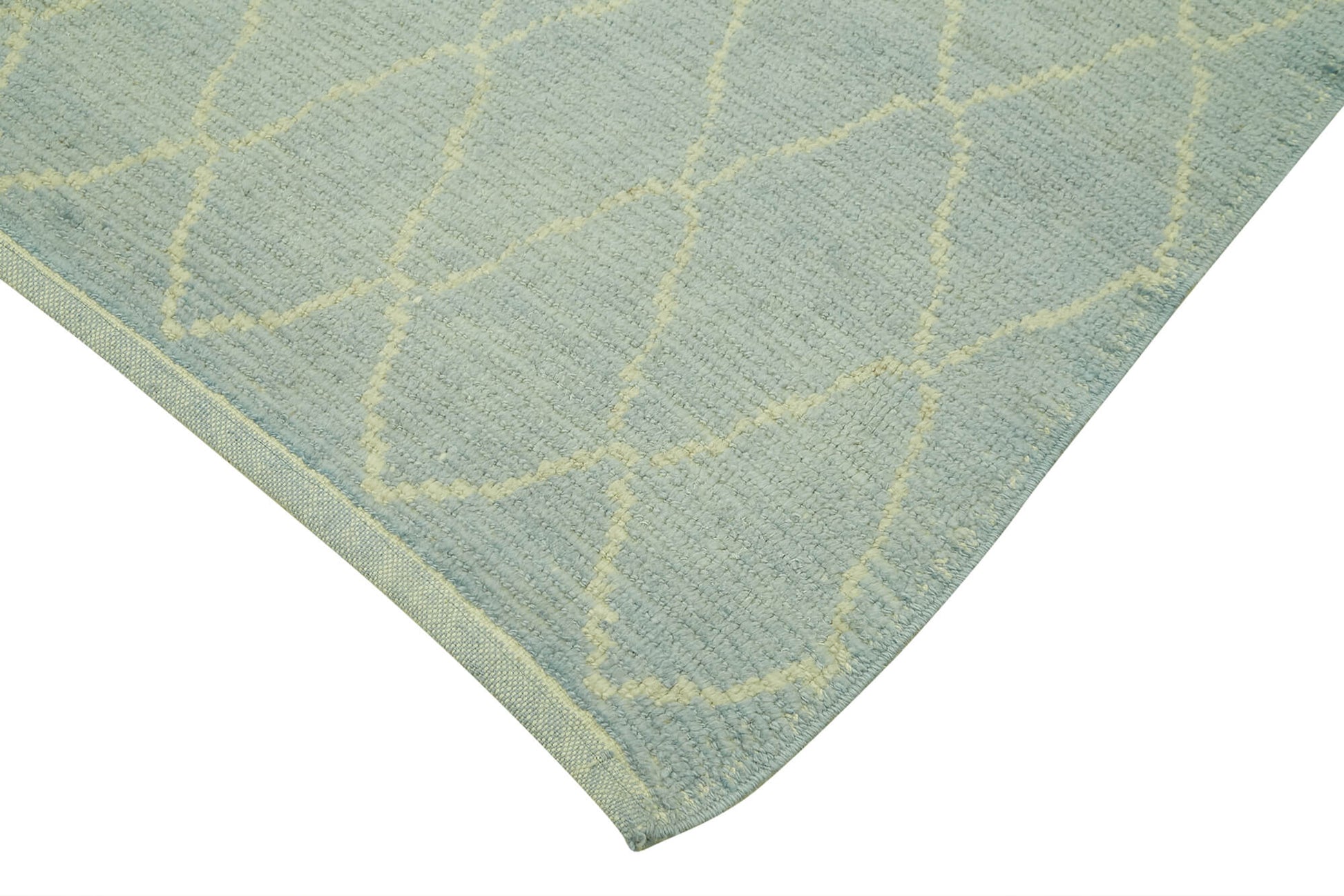 Morocco Mavi Geometrik Yün Pamuk El Dokuma Halısı 170x232 Agacan