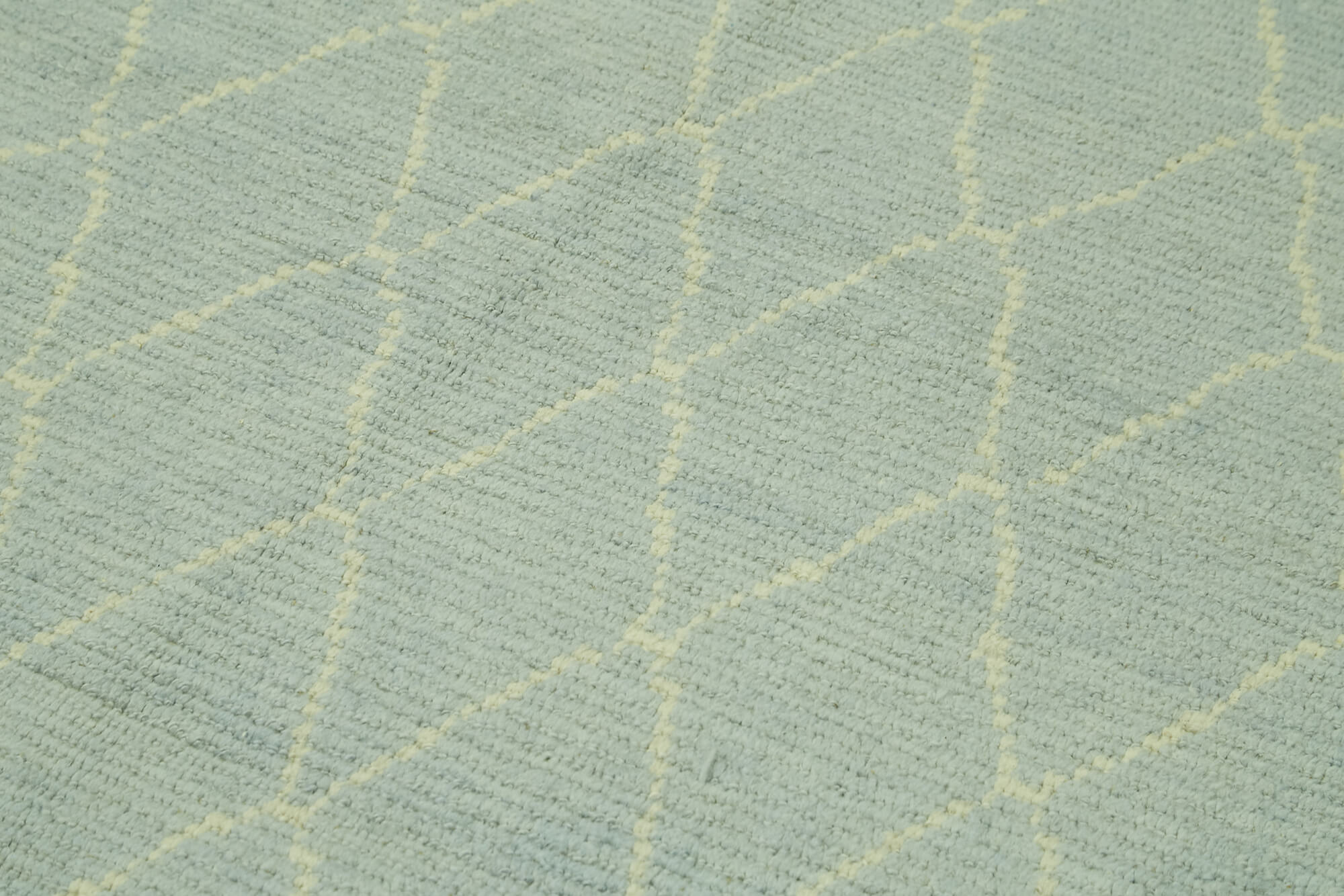 Morocco Mavi Geometrik Yün Pamuk El Dokuma Halısı 170x232 Agacan