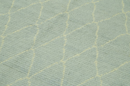 Morocco Mavi Geometrik Yün Pamuk El Dokuma Halısı 170x232 Agacan