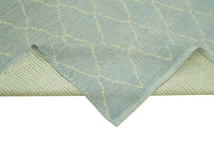 Morocco Mavi Geometrik Yün Pamuk El Dokuma Halısı 170x232 Agacan