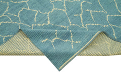 Morocco Mavi Geometrik Yün Pamuk El Dokuma Halısı 170x224 Agacan