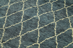 Morocco Mavi Geometrik Yün Pamuk El Dokuma Halısı 172x226 Agacan