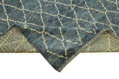 Morocco Mavi Geometrik Yün Pamuk El Dokuma Halısı 172x226 Agacan