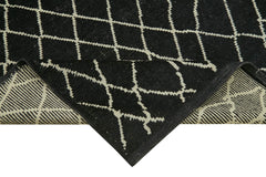 Morocco Siyah Geometrik Yün Pamuk El Dokuma Halısı 178x230 Agacan