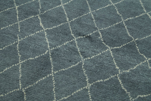 Morocco Gri Geometrik Yün Pamuk El Dokuma Halısı 163x280 Agacan