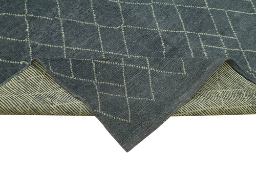 Morocco Gri Geometrik Yün Pamuk El Dokuma Halısı 163x280 Agacan