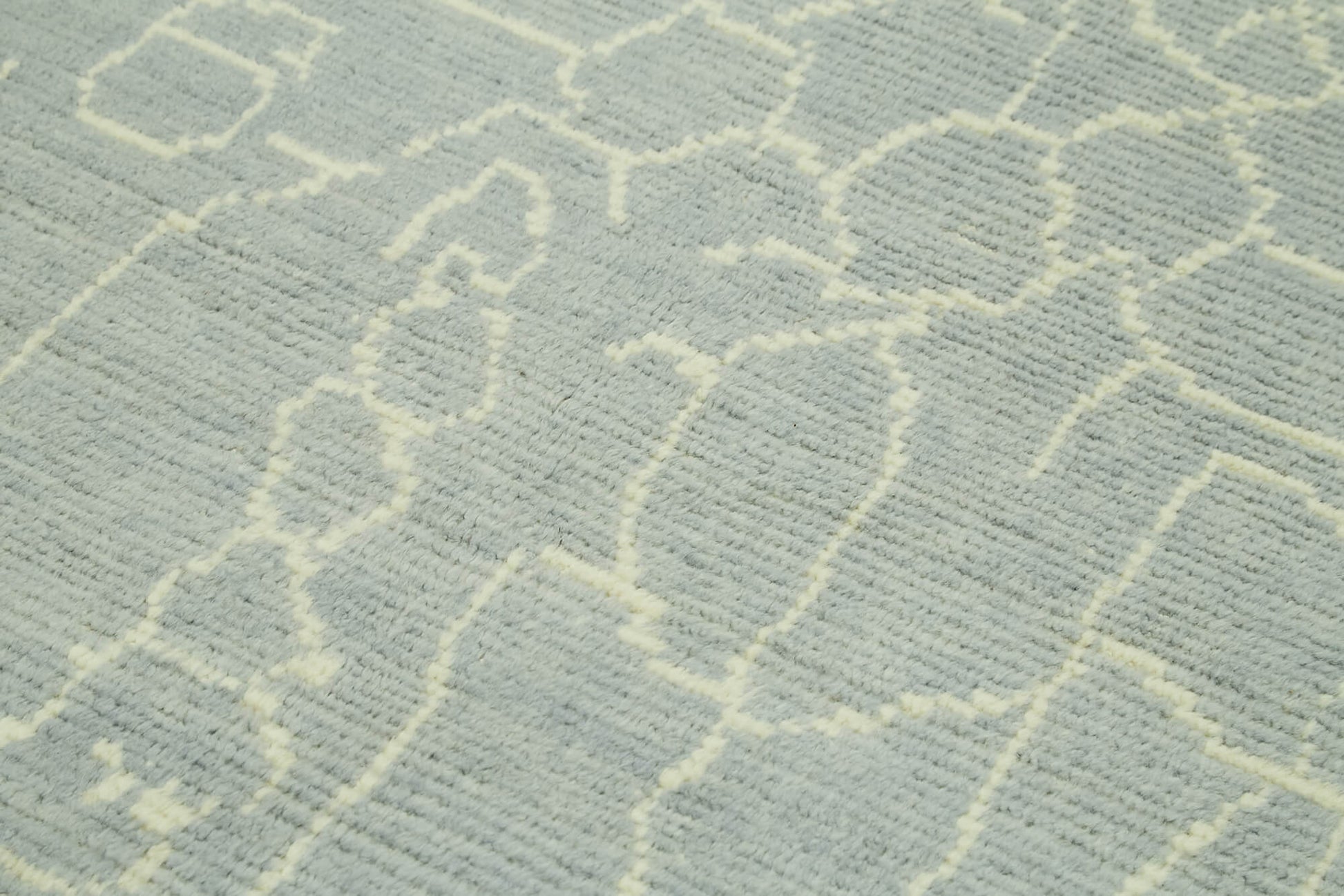 Morocco Gri Geometrik Yün Pamuk El Dokuma Halısı 156x220 Agacan