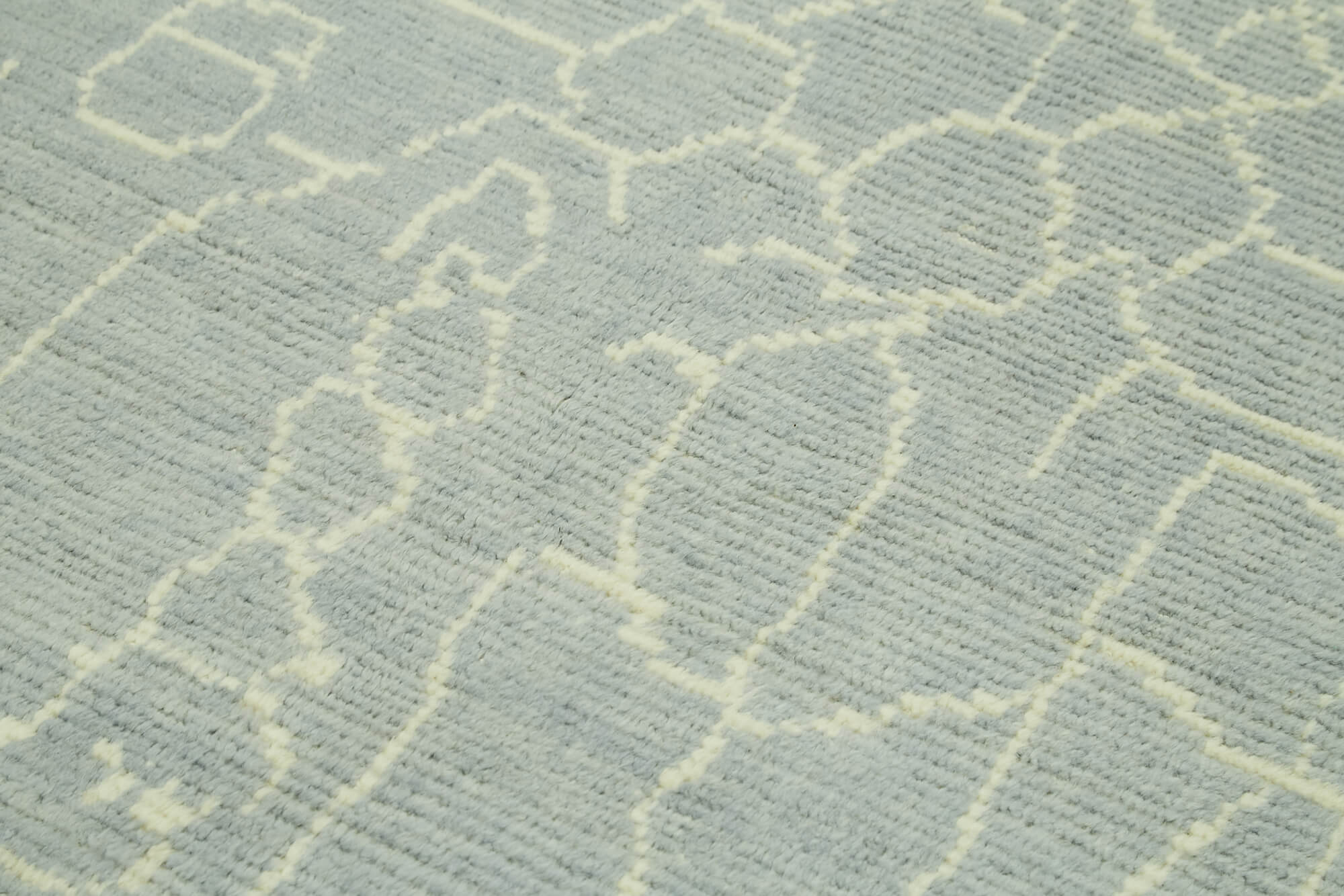 Morocco Gri Geometrik Yün Pamuk El Dokuma Halısı 156x220 Agacan