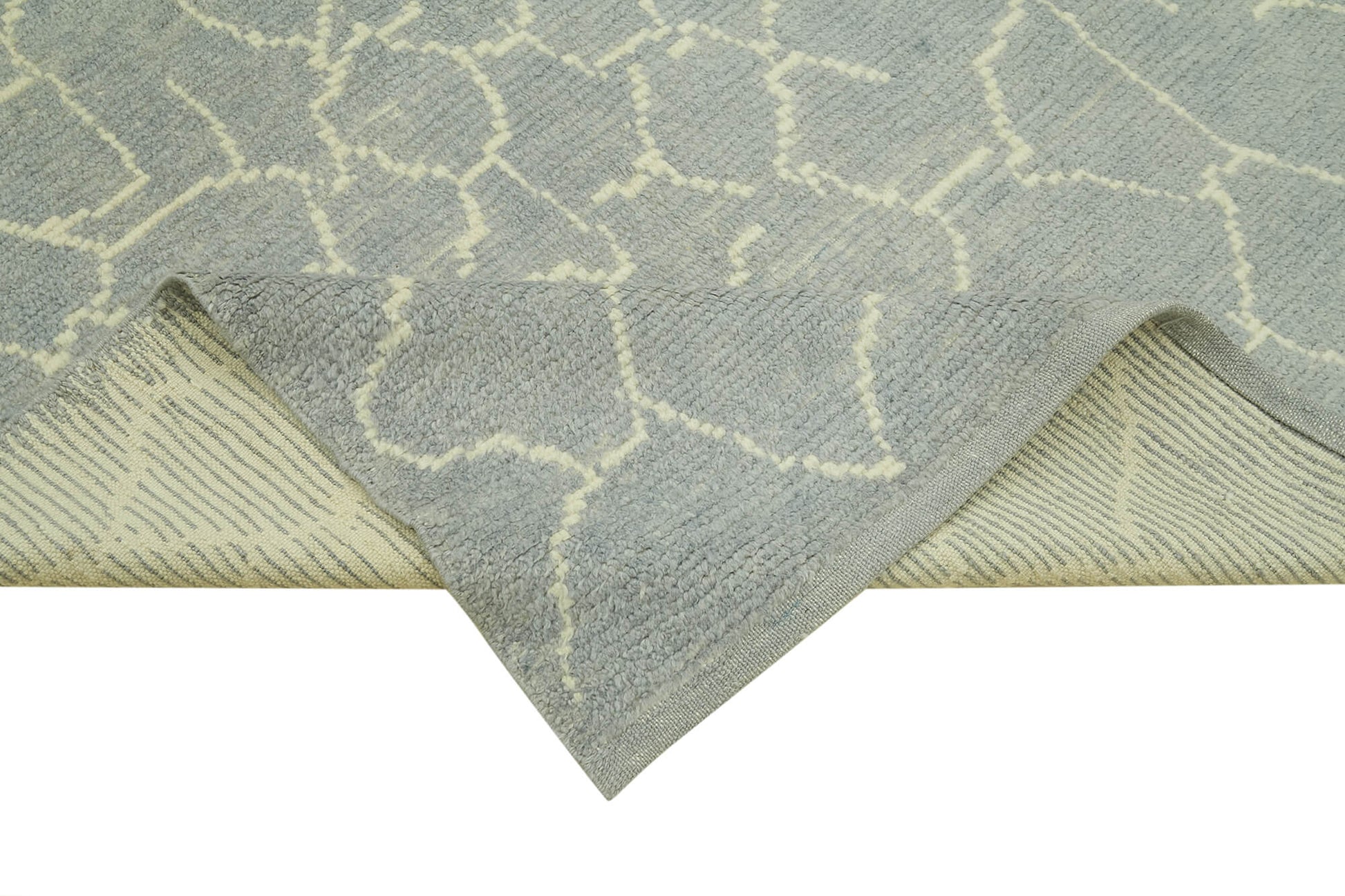 Morocco Gri Geometrik Yün Pamuk El Dokuma Halısı 156x220 Agacan