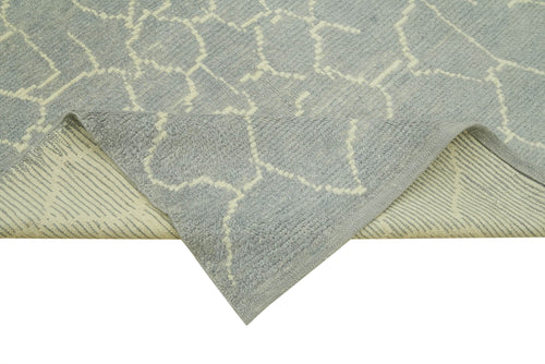 Morocco Gri Geometrik Yün Pamuk El Dokuma Halısı 156x220 Agacan