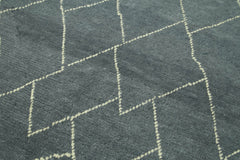 Morocco Gri Geometrik Yün Pamuk El Dokuma Halısı 162x235 Agacan