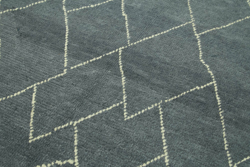 Morocco Gri Geometrik Yün Pamuk El Dokuma Halısı 162x235 Agacan