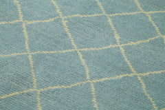 Morocco Mavi Geometrik Yün Pamuk El Dokuma Halısı 175x230 Agacan