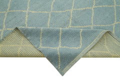 Morocco Mavi Geometrik Yün Pamuk El Dokuma Halısı 175x230 Agacan