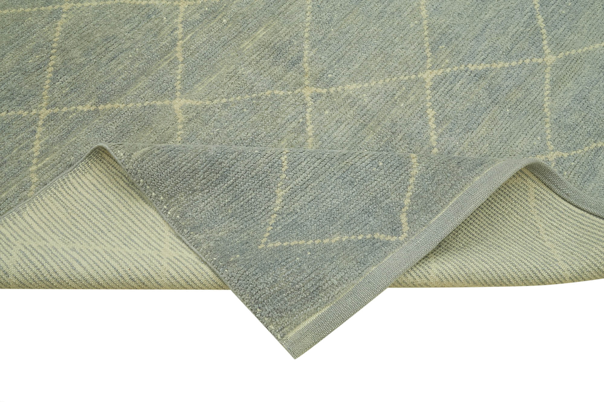 Morocco Gri Geometrik Yün Pamuk El Dokuma Halısı 155x236 Agacan