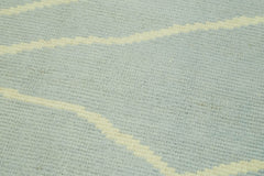 Morocco Mavi Geometrik Pamuk Yün El Dokuma Halısı 90x436 Agacan