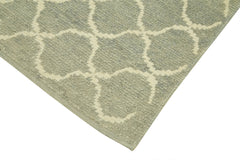 Morocco Gri Geometrik Pamuk Yün El Dokuma Halısı 86x380 Agacan