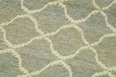 Morocco Gri Geometrik Pamuk Yün El Dokuma Halısı 86x380 Agacan