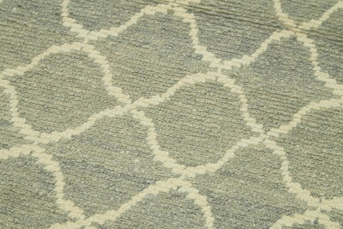 Morocco Gri Geometrik Pamuk Yün El Dokuma Halısı 86x380 Agacan