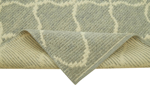 Morocco Gri Geometrik Pamuk Yün El Dokuma Halısı 86x380 Agacan