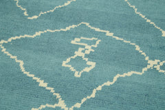 Morocco Mavi Geometrik Pamuk Yün El Dokuma Halısı 93x377 Agacan