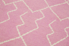 Morocco Pembe Geometrik Pamuk Yün El Dokuma Halısı 93x370 Agacan