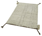 Morocco Bej Geometrik Pamuk Yün El Dokuma Halısı 91x152 Agacan