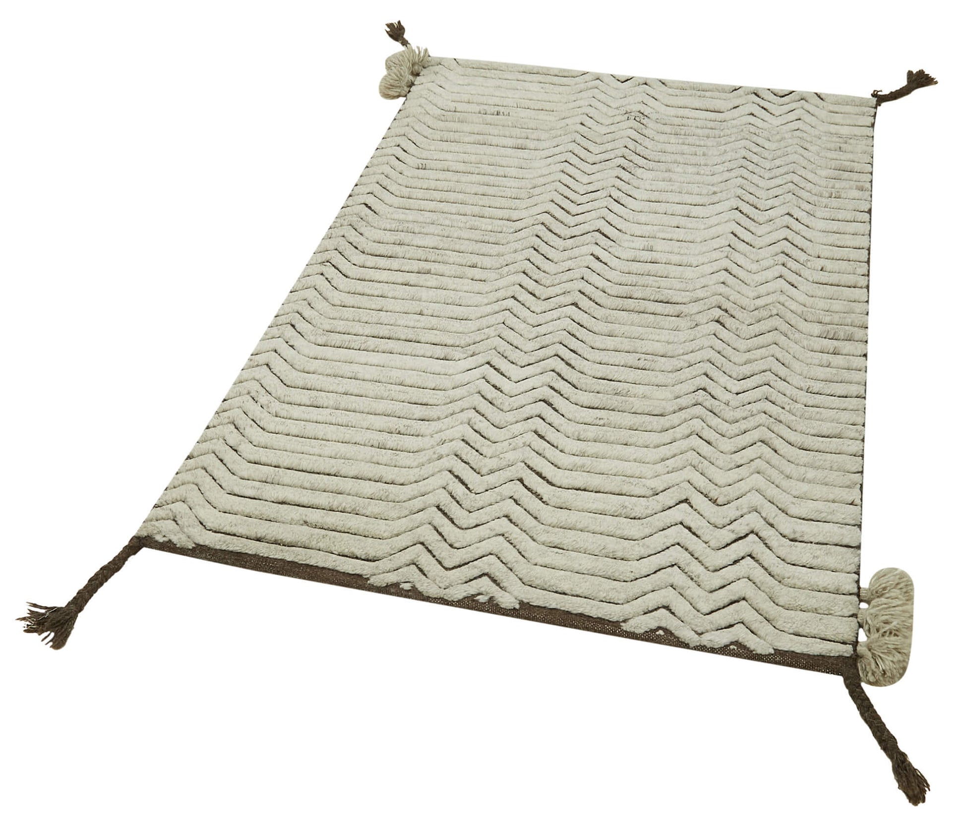 Morocco Bej Geometrik Pamuk Yün El Dokuma Halısı 91x152 Agacan