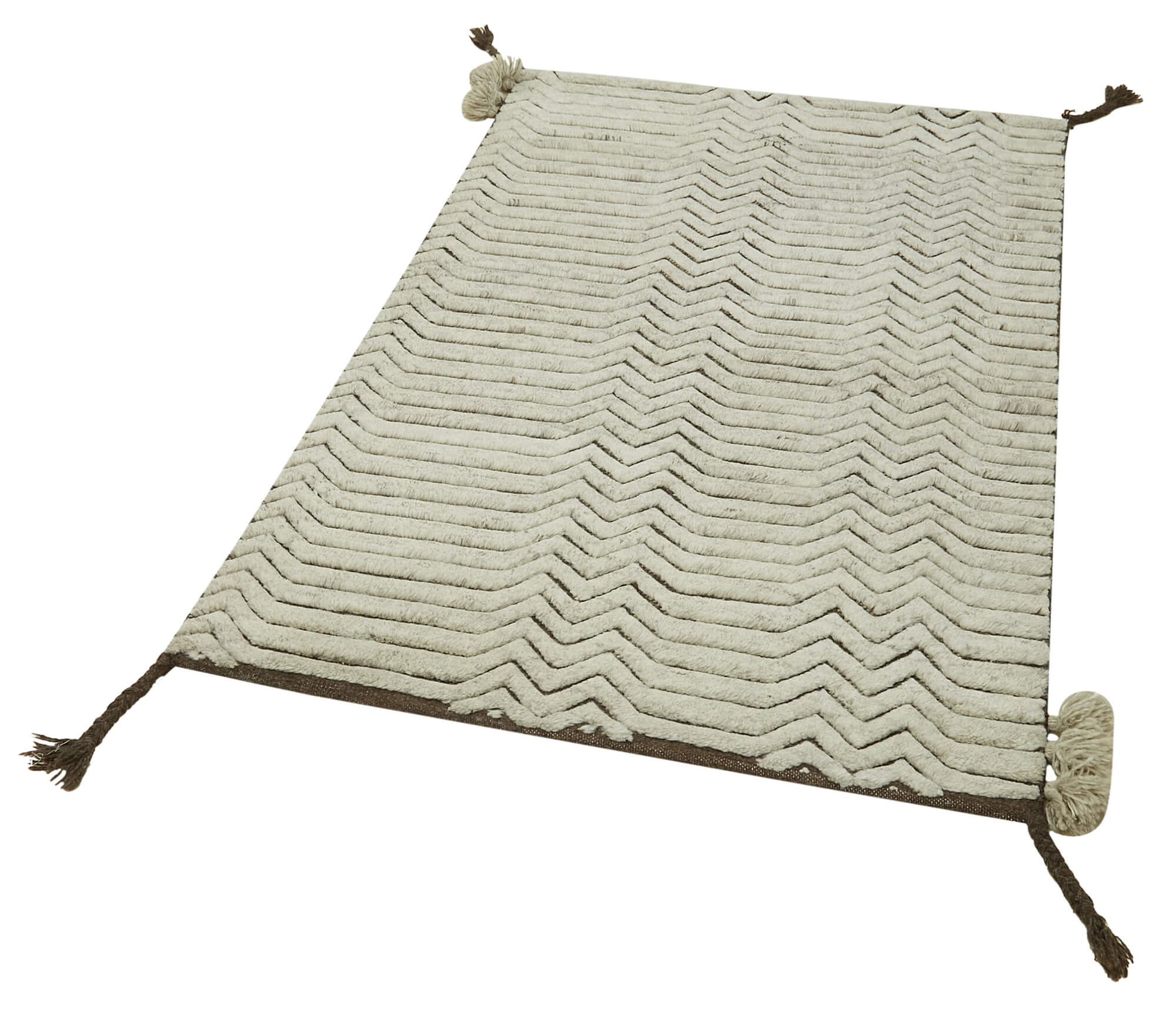 Morocco Bej Geometrik Pamuk Yün El Dokuma Halısı 91x152 Agacan