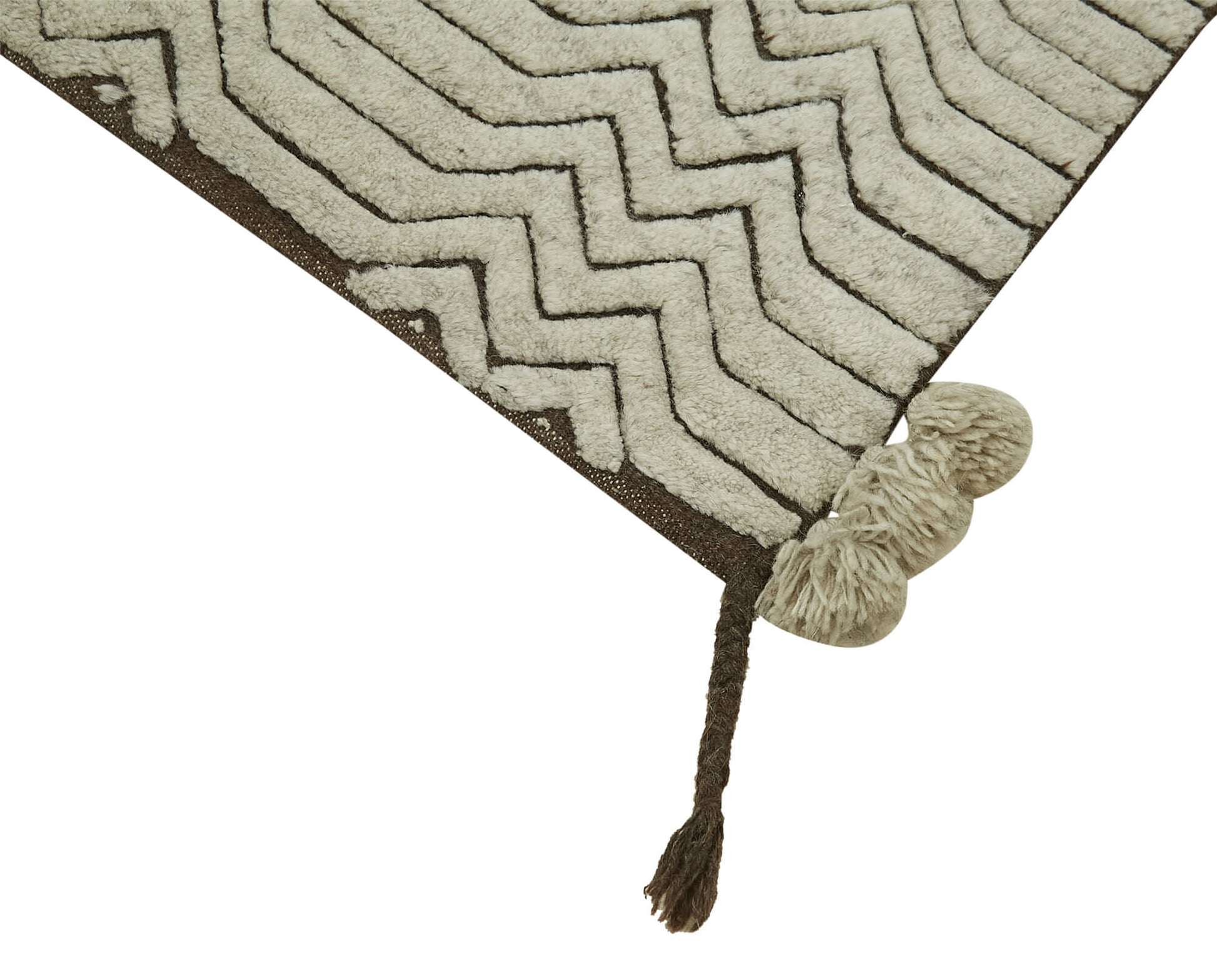 Morocco Bej Geometrik Pamuk Yün El Dokuma Halısı 91x152 Agacan