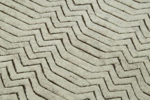 Morocco Bej Geometrik Pamuk Yün El Dokuma Halısı 91x152 Agacan