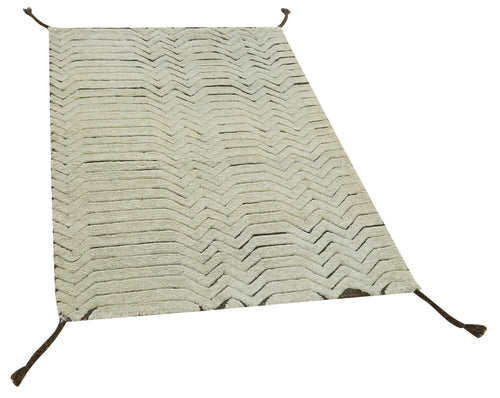 Morocco Bej Geometrik Pamuk Yün El Dokuma Halısı 91x147 Agacan