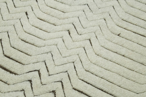 Morocco Bej Geometrik Pamuk Yün El Dokuma Halısı 91x147 Agacan