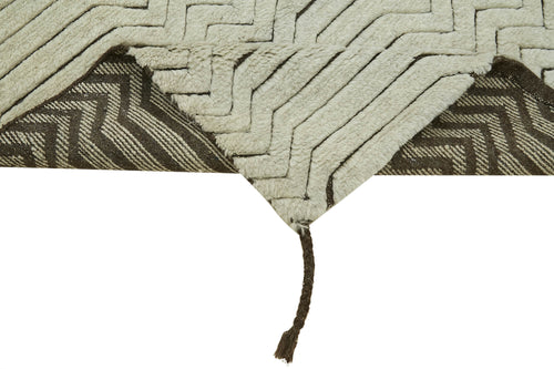 Morocco Bej Geometrik Pamuk Yün El Dokuma Halısı 91x147 Agacan