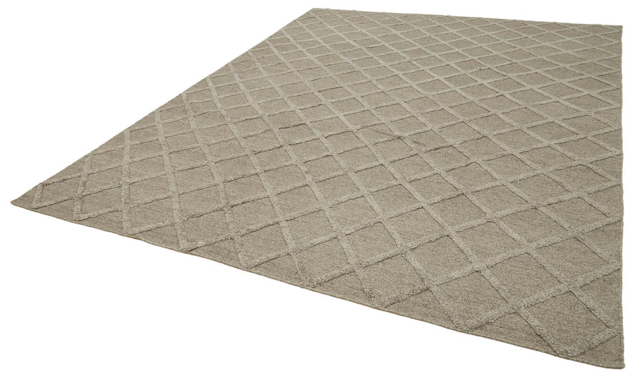 Nepal Geometric Kahverengi Geometrik Yün Pamuk El Dokuma Halısı 274x366 Agacan