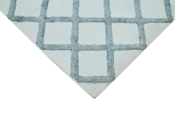 Nepal Geometric Mavi Geometrik Yün Pamuk El Dokuma Halısı 274x366 Agacan