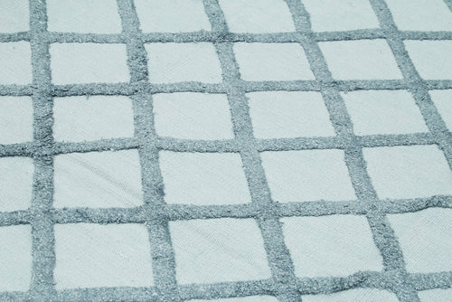 Nepal Geometric Mavi Geometrik Yün Pamuk El Dokuma Halısı 274x366 Agacan