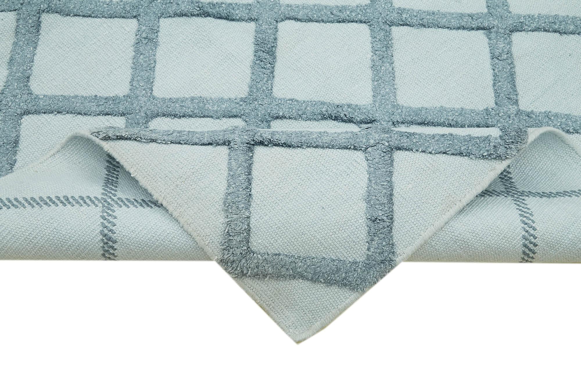 Nepal Geometric Mavi Geometrik Yün Pamuk El Dokuma Halısı 274x366 Agacan