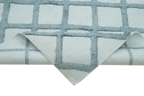 Nepal Geometric Mavi Geometrik Yün Pamuk El Dokuma Halısı 274x366 Agacan