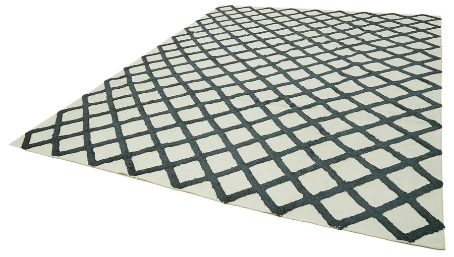 Nepal Geometric Bej Geometrik Yün Pamuk El Dokuma Halısı 274x366 Agacan