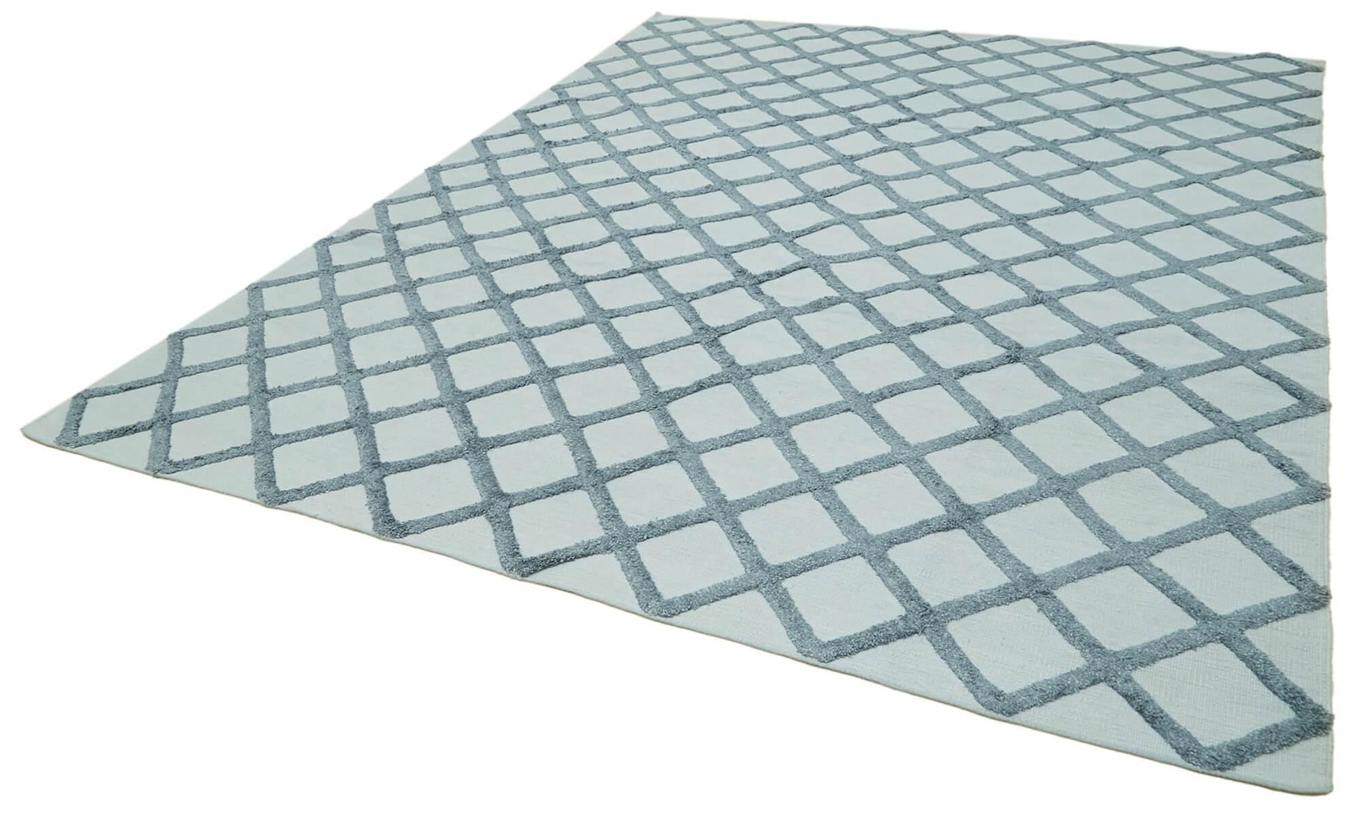 Nepal Geometric Mavi Geometrik Yün Pamuk El Dokuma Halısı 274x366 Agacan
