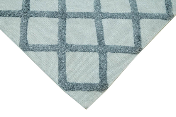 Nepal Geometric Mavi Geometrik Yün Pamuk El Dokuma Halısı 274x366 Agacan