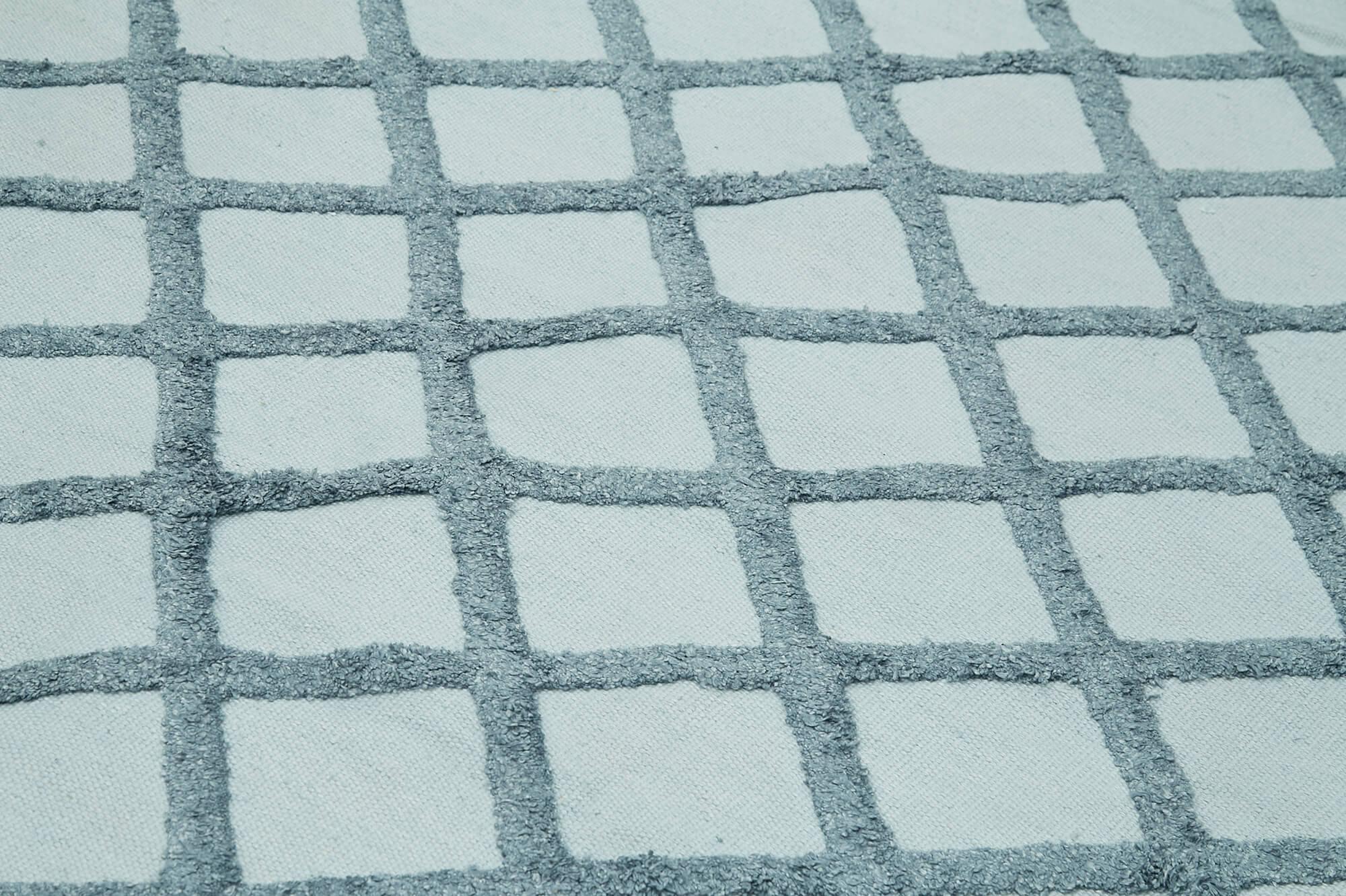 Nepal Geometric Mavi Geometrik Yün Pamuk El Dokuma Halısı 274x366 Agacan