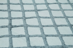 Nepal Geometric Mavi Geometrik Yün Pamuk El Dokuma Halısı 274x366 Agacan