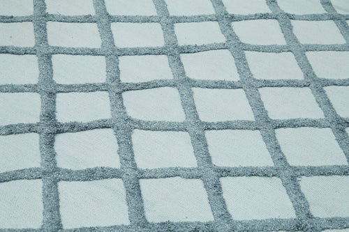 Nepal Geometric Mavi Geometrik Yün Pamuk El Dokuma Halısı 274x366 Agacan