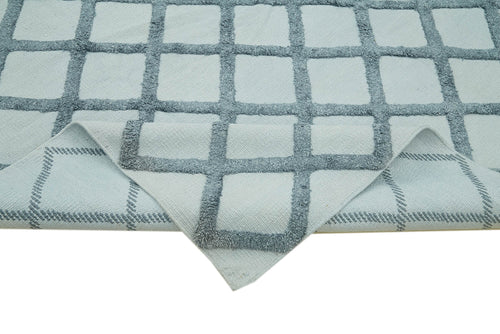 Nepal Geometric Mavi Geometrik Yün Pamuk El Dokuma Halısı 274x366 Agacan