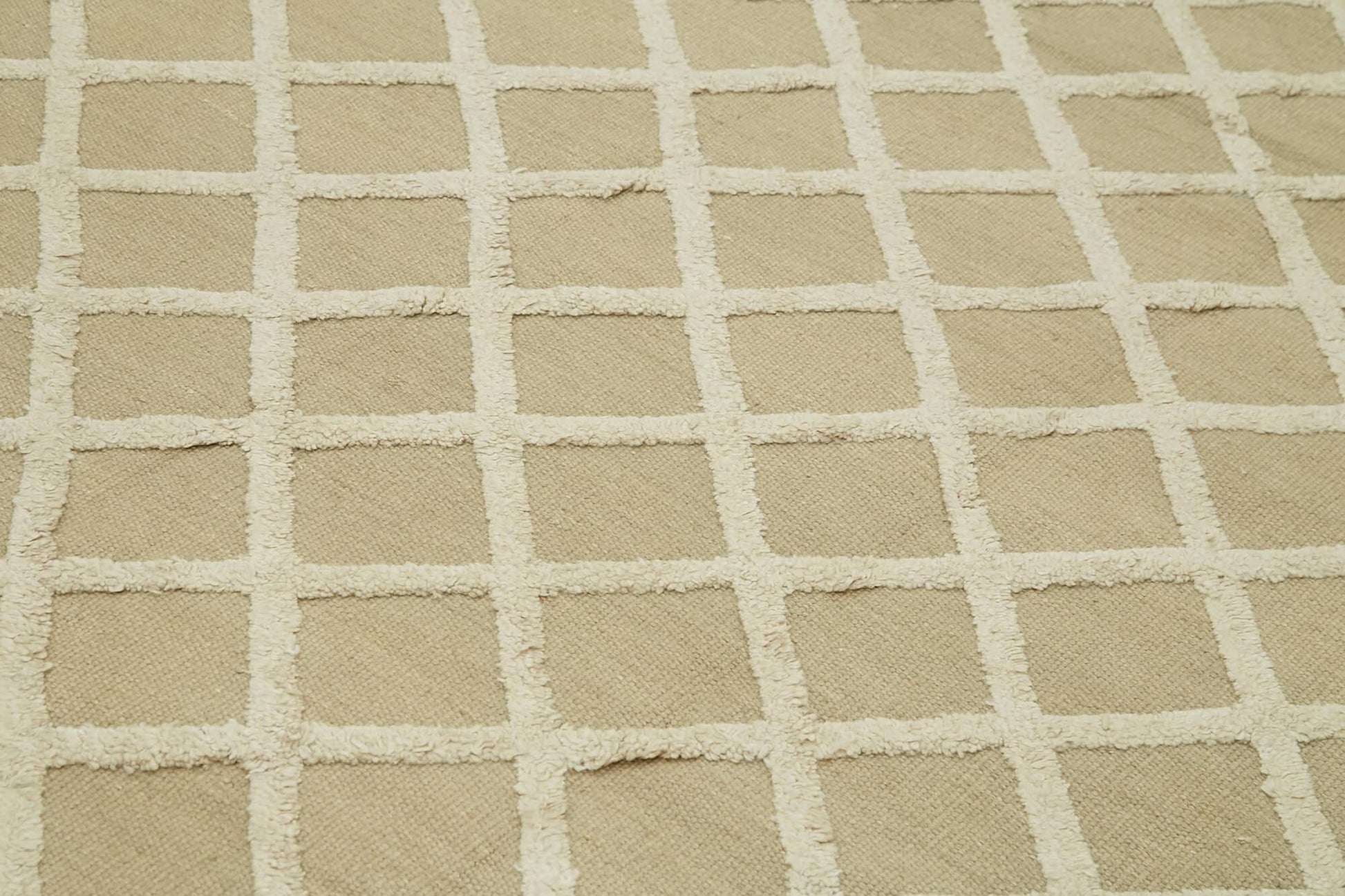 Nepal Geometric Bej Geometrik Yün Pamuk El Dokuma Halısı 274x366 Agacan