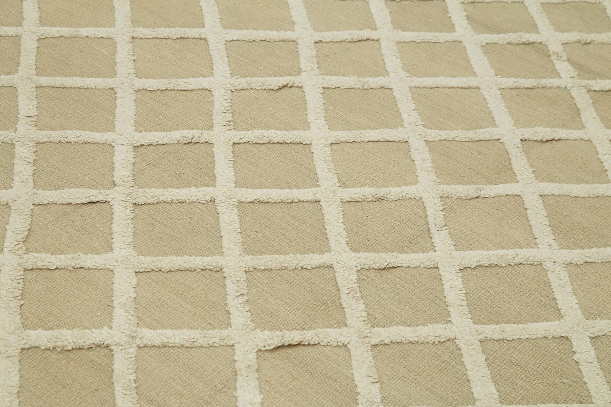 Nepal Geometric Bej Geometrik Yün Pamuk El Dokuma Halısı 274x366 Agacan